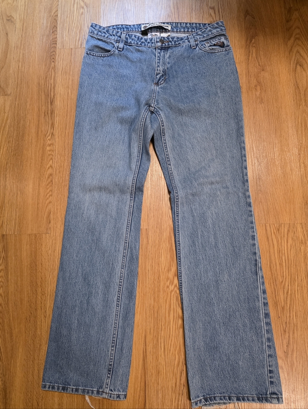 Vtg Harley Davidson Bootcut Jeans Women's Light Wash Denim Biker Size 10 Tall